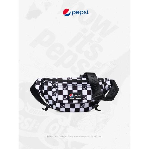 Pepsi百事可樂斜挎腰包女小眾潮流胸包男款格子單肩包休閑餃子包