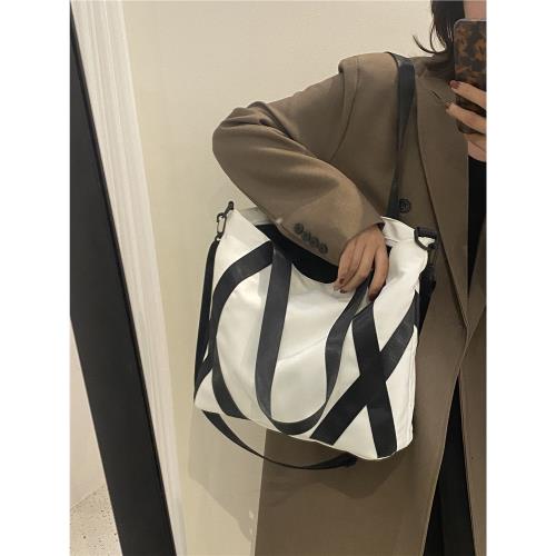 帆布包女上課大學生裝書ins韓風帶拉鏈小眾設計感單肩手提帆布袋