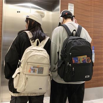 ins日系工裝書包男雙肩包女韓版高中大學生簡約背包大容量雙肩包