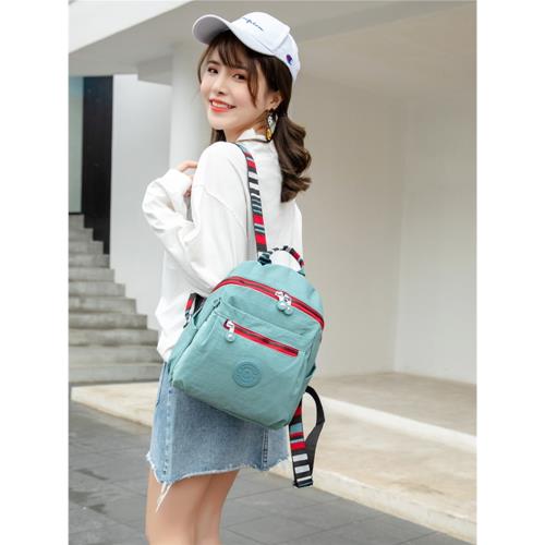 雙肩包女彩帶時尚百搭簡約輕便多口袋可愛少女上班逛街旅游小背包