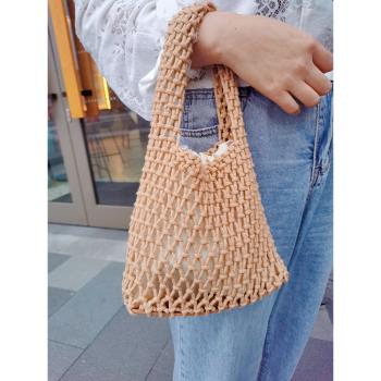 禮品包棉繩女包手工編織手提手拎腋下2023韓系新款漁網包小休閑袋