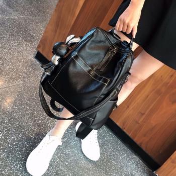 香港時尚女包牛皮雙肩包女2022新款時尚百搭手提包大容量兩用背包