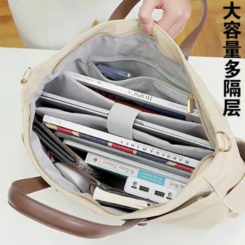 2024新款女士商務手提公文包a4檔案通勤筆記本電腦多分隔層高級感