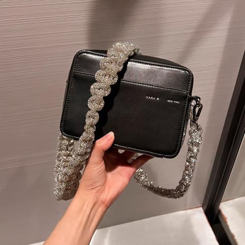 PUCO女包2025春夏季新款潮小眾時尚滿鉆粗鏈條洋氣單肩純色斜挎包