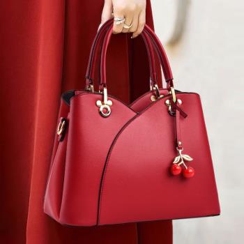 高級感時尚大氣紅色結婚手提包
