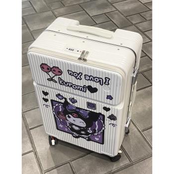 前開口鋁框行李箱女20寸登機箱拉桿箱男多功能旅行箱萬向輪密碼箱