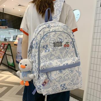 日系書包女 ins小眾原宿涂鴉設計雙肩包初高中大學生大容量背包