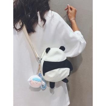 日系熊貓帆布包少女學生卡通