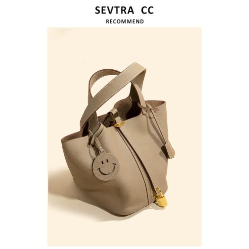 【大然商店】菜籃子包頭層牛皮手提包百搭女包2024新款真皮水桶包