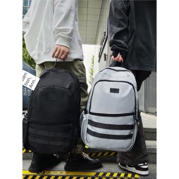 大學生雙肩包男高中生書包男生初中生大容量旅行工裝背包2023新款