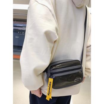 ins個性pvc半透明日系撞色斜挎包