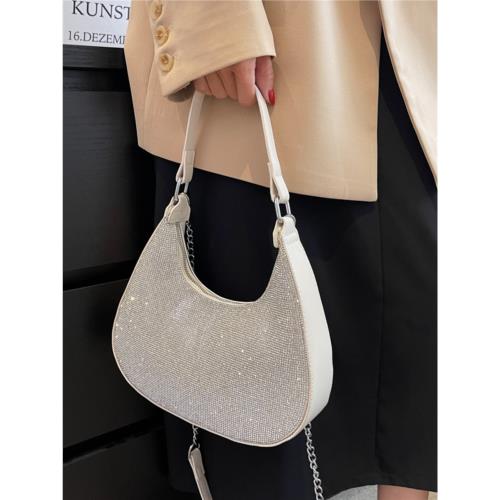 小眾流行腋下包包女包2025新款潮韓版時尚網紅亮鉆鏈條單肩斜挎包