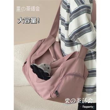 運動瑜伽短途旅行袋女 日系ins大容量游泳健身包收納斜挎揹包男潮