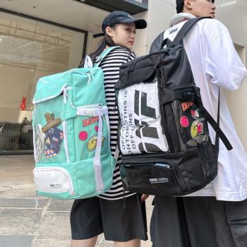 工裝旅行背包男士ins日系高中學生書包女運動健身包大容量雙肩包