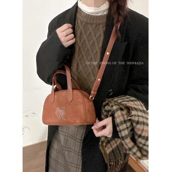 韓國小眾復古手提包包女2023新款秋冬時尚小方包高級感百搭斜挎包
