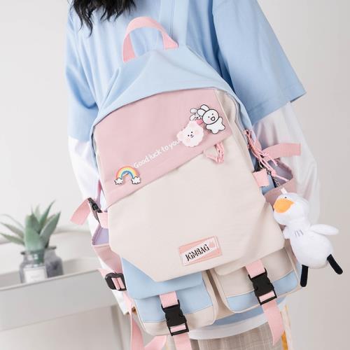 艾古森系ins撞色書包女校園中小學生原創小眾雙肩夏天大容量背包