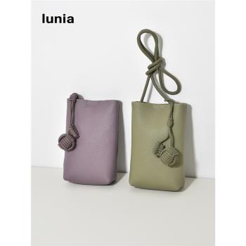lunia國潮女式真皮手機包韓版豎款togo牛皮時尚迷你斜挎小包包ins
