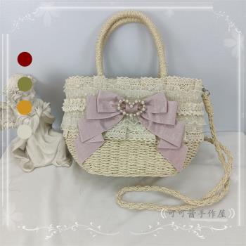 原創Lolita蝴蝶田園風草編包包