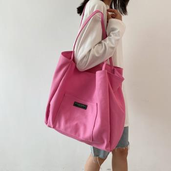 大容量單肩帆布包女夏季2025新款網紅爆款托特包時尚百搭ins包包