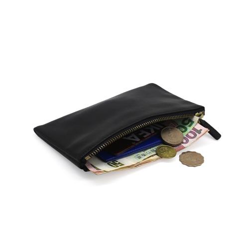 日韓胎牛皮零錢包真皮長款錢包拉鏈手機包卡包男女小錢包零錢袋薄