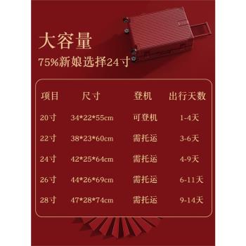 結婚行李箱陪嫁箱紅色旅行皮箱子新娘拉桿箱女婚禮用密碼箱嫁妝箱