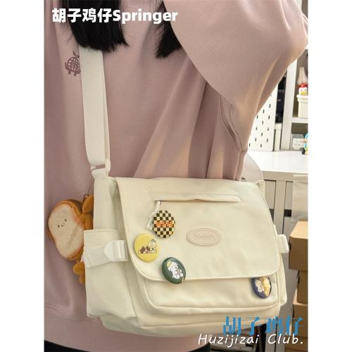 日系原宿復古斜挎包女韓國ins學生大容量工裝郵差包男單肩背包潮