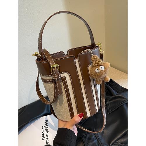 韓版時尚百搭手提包包女2025新款秋冬復古休閑水桶包高級感單肩包