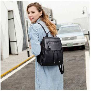 雙肩包包女2023新款韓版潮百搭時尚軟皮PU大容量書包女士旅行背包