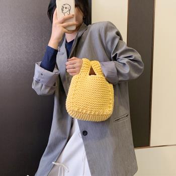 日式手腕包女毛線手工編織包包diy材料包鉤針織自製作手提包成品