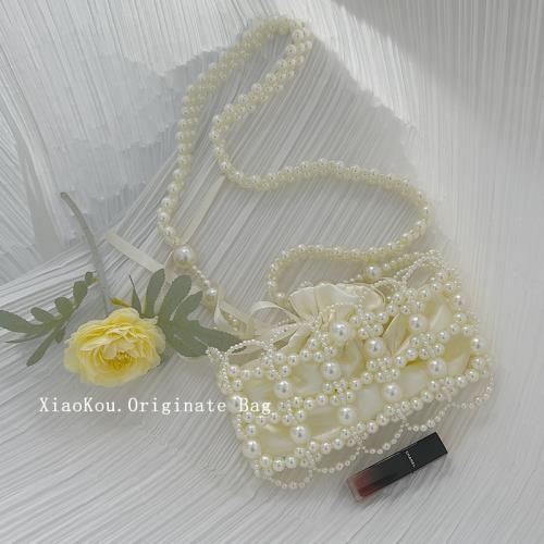 珍珠包包夏女串珠手工diy材料包編織小包珍珠鏈條斜挎手機包成品
