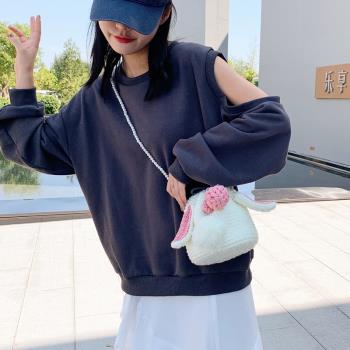手工編織包包diy材料包鉤針自製作草莓兔子毛線編織女包斜挎小包