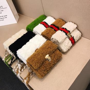 小蔻手工編織包包diy材料包網格板毛線針織自製成品毛絨冬季女包