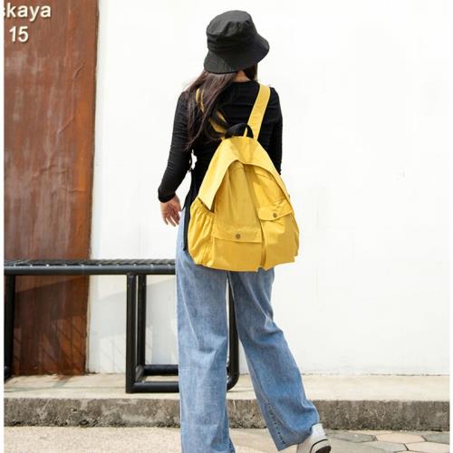 說布新款工裝風雙肩包防潑水純色休閑牛津布大容量背包旅行電腦包