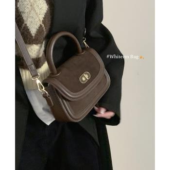 小眾復古手提包包女2023新款韓國時尚小方包高級感百搭單肩斜挎包