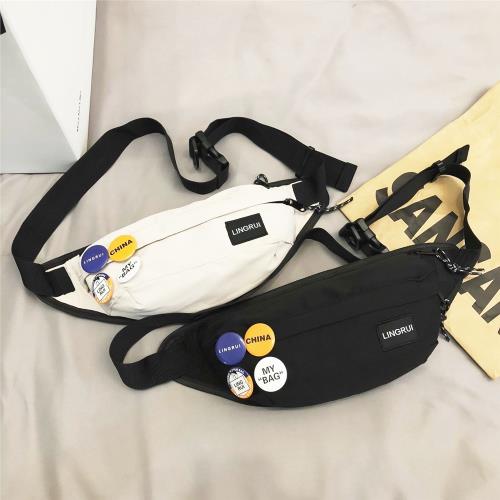 日系簡約胸包男士學生ins時尚百搭斜挎包女潮牌運動單肩挎包腰包