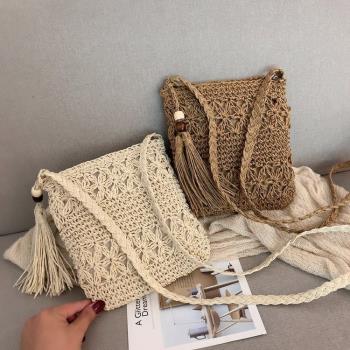 純手工編織新款百搭單肩流蘇小包