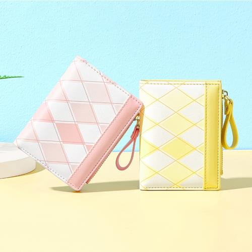 凡元素新款時尚撞色折疊多功能短款錢包女簡約小清新小眾零錢包