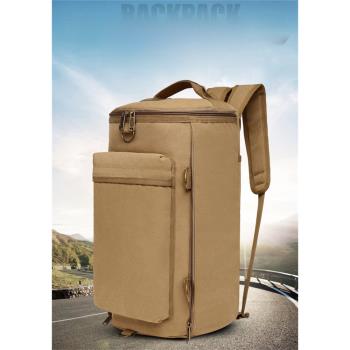 休閑帆布男士雙肩桶背包多功能旅行大容量單肩包電腦包行李衣服包