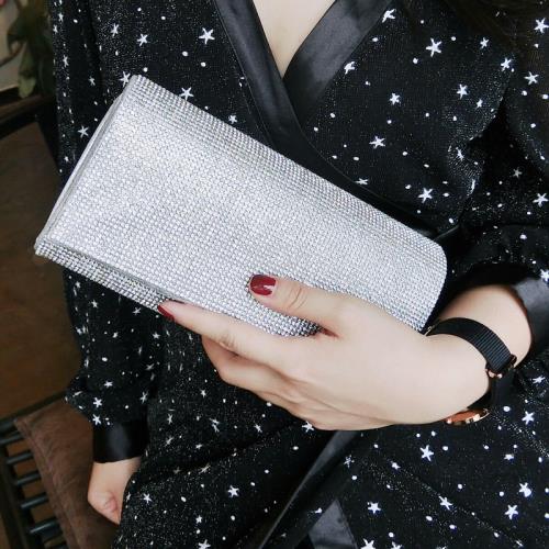 新款鑲鉆晚宴包百搭手拿包水鉆女禮服包宴會包女單肩手包小包