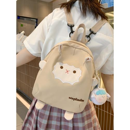 日系可愛小羊迷你雙肩包女2026新款潮韓版ins帆布書包大學生背包