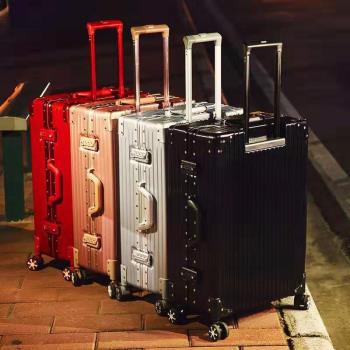 出口日本加厚鋁框拉桿箱海關鎖密碼箱抗摔耐磨行李箱商務20登機箱