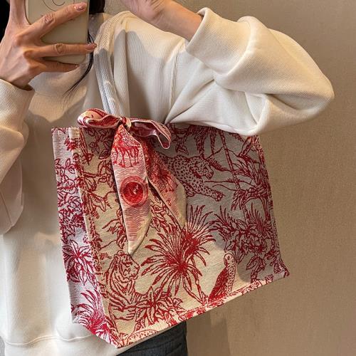 單肩大容量帆布包女2023新款大學生上課百搭托特包時尚手提媽咪包