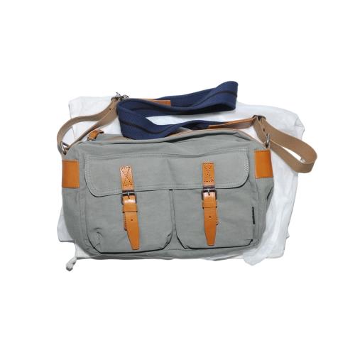 Paul Smith 軍綠色 藍色肩帶2way隨性帆布拼皮單肩信使包郵差包