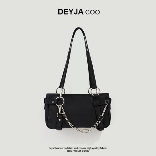 今年流行包包黑色復古機車包小眾工裝腋下包休閑單肩手提女包包