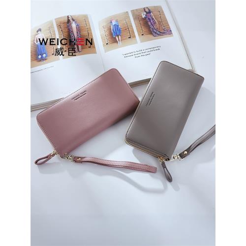 威臣秋冬新款女士錢包簡約時尚長款拉鏈手機包韓版百搭流行手拿包