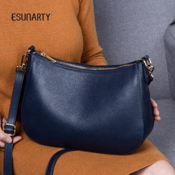 女式包包2023新款時尚頭層牛皮斜挎包女大包真皮單肩手提包馬鞍包