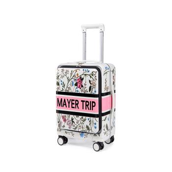 MAYERTRIP新款前置開口登機行李箱女花卉小型20寸輕便拉桿旅行箱
