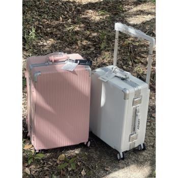 出口日本撞色寬拉桿鋁框箱子20寸登機箱託運行李箱24寸純PC鋁框箱