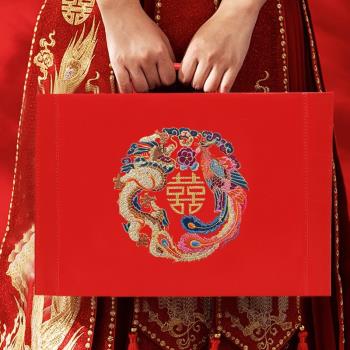 彩禮錢盒子訂婚彩禮紅色皮箱現金10萬彩禮盒結婚聘金禮金盒秀禾箱