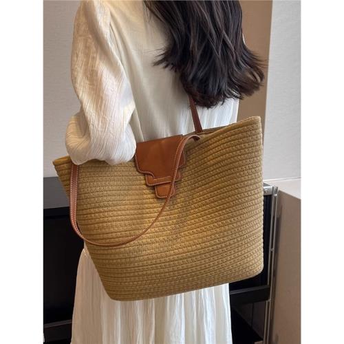 包包女2025新款夏季海邊法式編織女包高級感大容量單肩托特草編包